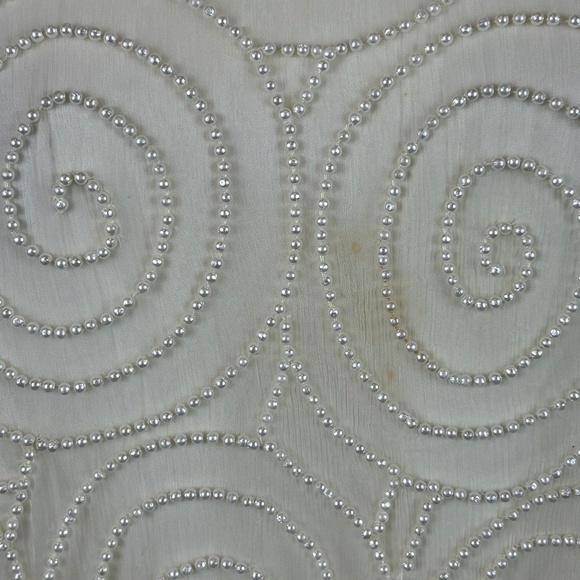 Laurence Kazar New York 100% Silk Vintage Angled Ivory Formal Beaded Midi Dress - Picture 15 of 16